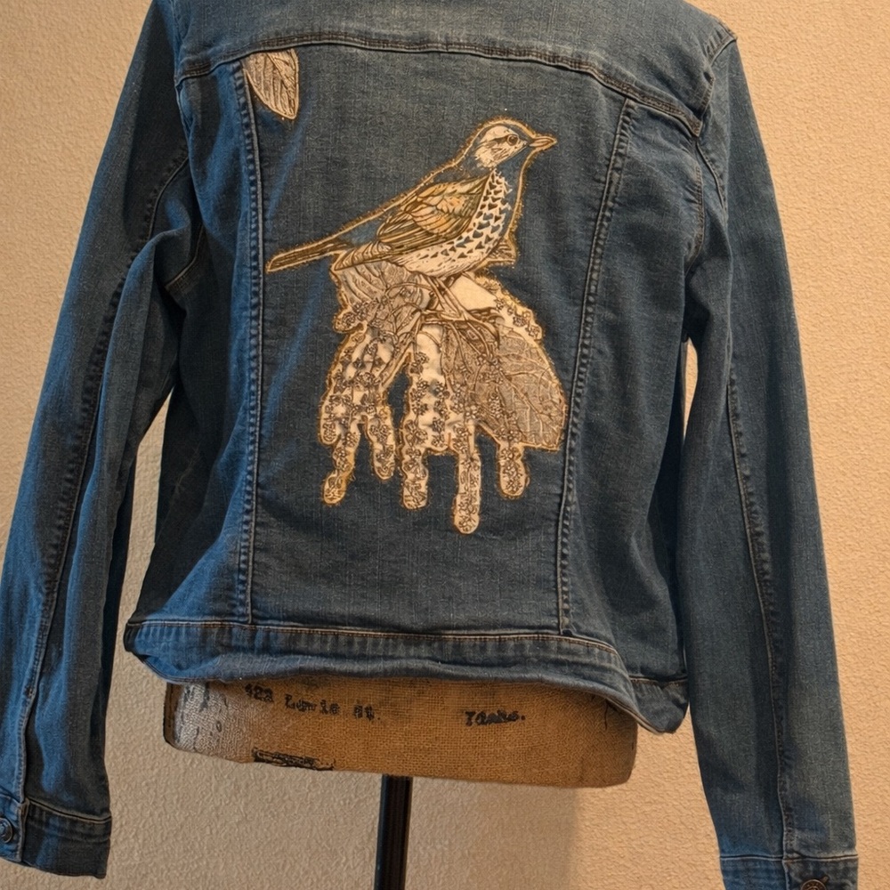 Glitter Bird Denim Jacket – Size Large